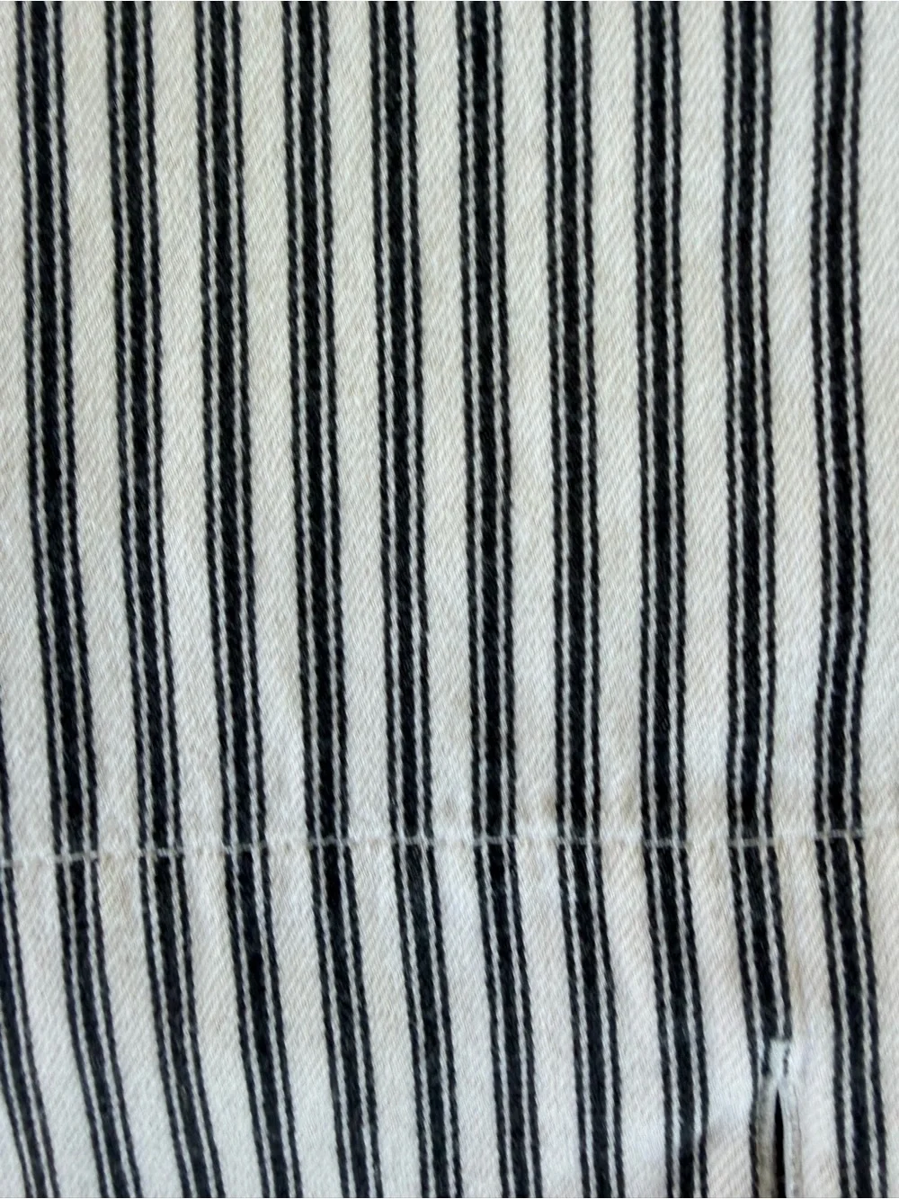 Pottery Barn Ticking Stripe Ruffle Shower Curtain Black White 100% Cotton 65x70